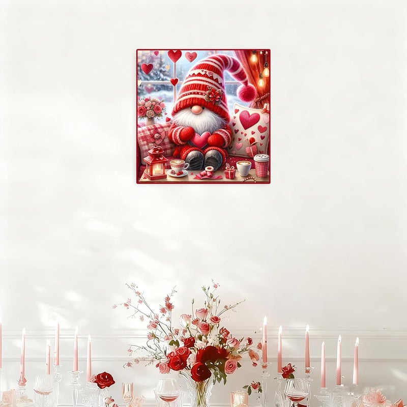 TaeYsck Valentine's Day Stamped Cross Stitch Kits for Beginner, Gnome Needlepoint Counted Cross Stitch Embroidery Kits for Adults, 11CT Dimensions Counted Cross Stitch Love Flowers Patterns Arts Craft Kits - Image 5